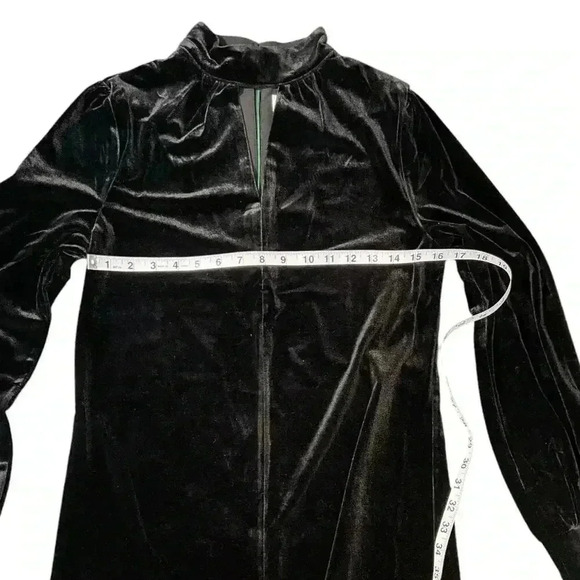 MELLODAY Short Velvet Long Bubble Sleeve Dress In Solid Black NWOT Size XS - Picture 6 of 12